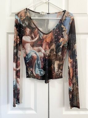 ACEMI Nylon Mesh Renaissance Crop Top Women's Size XL